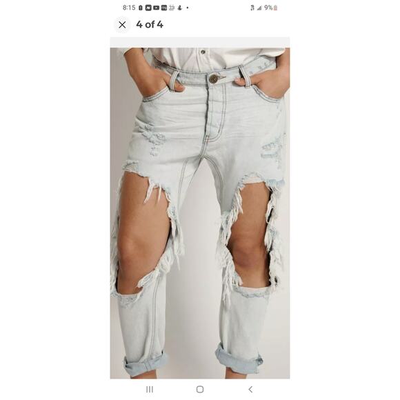 New One Teaspoon Brando Saints Destroyed Denim Jeans $178 Size 26 - Picture 4 of 8